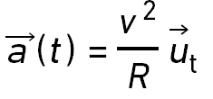 \overrightarrow{a}(t)= \frac{v^2}{R}\overrightarrow{u_t}