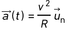 \overrightarrow{a}(t) = \frac{v^2}{R}\overrightarrow{u_n}